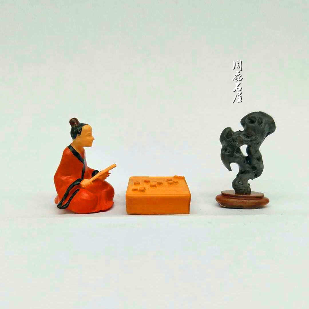 精品复古树脂对弈品茶古人摆件奇石山水盆景鱼缸沙盘微景造景装饰