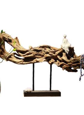 新中式风化木根艺根雕摆件会酒店禅意电视柜所样板房装饰玄关家