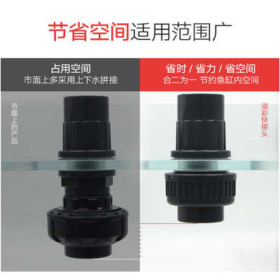 溢彩上下水带活接鱼缸快速接头PVC水管免胶由令可拆卸水族箱