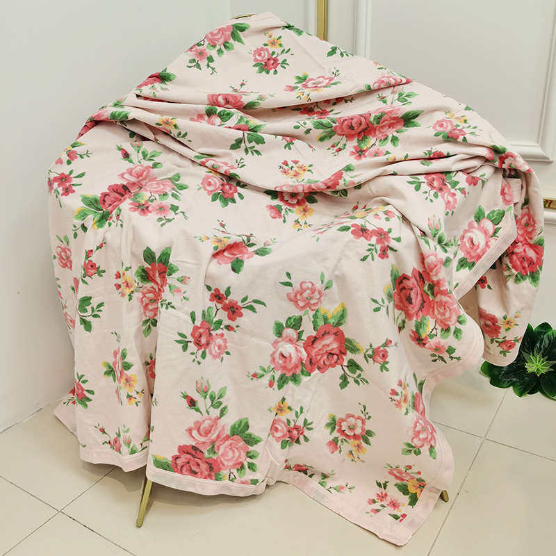 全棉保暖床单毯子冬季卧室绒毛毯床上用办公室毛巾被柔软简约复古