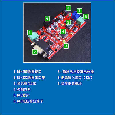 RS232 485串口DAC 正负10V范围输出 DAC8562 数字转模拟单片机板