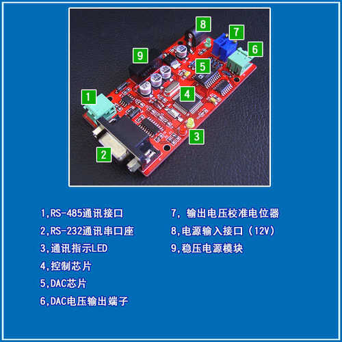 RS232 485串口DAC 正负10V范围输出 DAC8562 数字转模拟单片机板