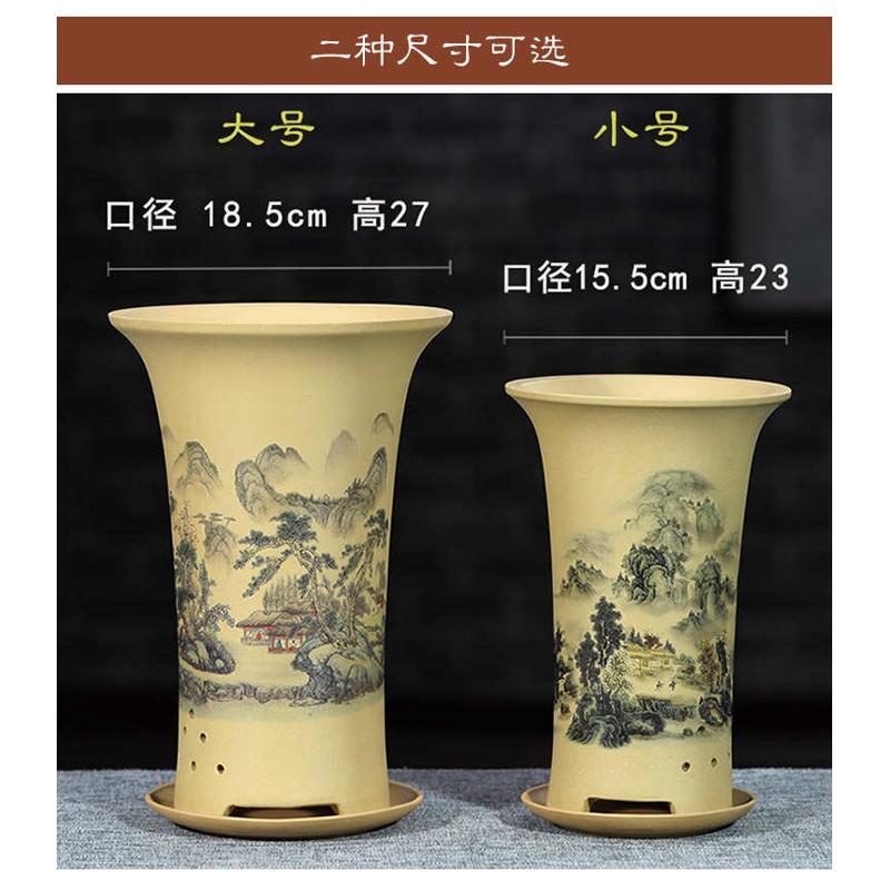 紫砂花盆精品兰花盆艺术创意透气兰花专用盆绿植春蕙兰桌面段泥盆