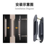 房门木门拉手隐形黑色 把手暗藏式 暗拉手移门推拉门嵌入式 内嵌对装