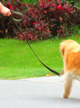 狗链狗绳牵引绳中大型犬大狗链子军绿尼龙编织加长款金毛通用锦纶