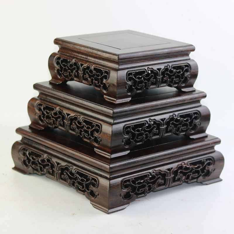 红木雕刻工艺品摆件底座浮雕架子古董底座展示奇石架实木鱼缸佛像