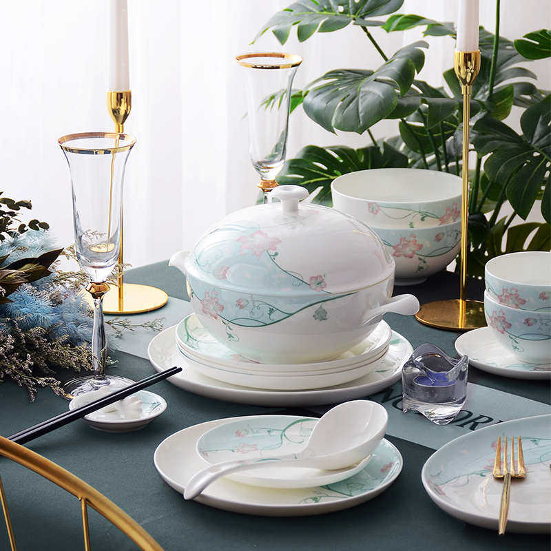 华光国瓷抗菌骨瓷碗碟彩花盘中式情丝家用碗碟套装组合餐新疆包邮,餐饮具,餐具瓷器套装,淘宝优惠券,粉丝福利购,淘宝优惠卷