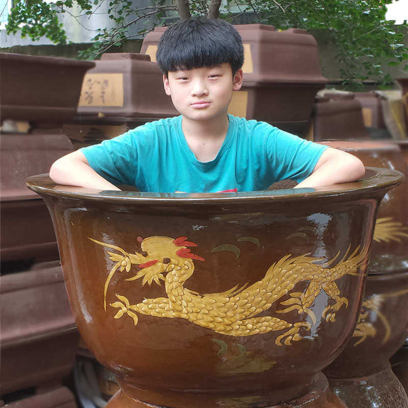 缸花盆龙户外陶瓷盆清仓特大号花盆大圆大铁树花盆庭院紫砂大号