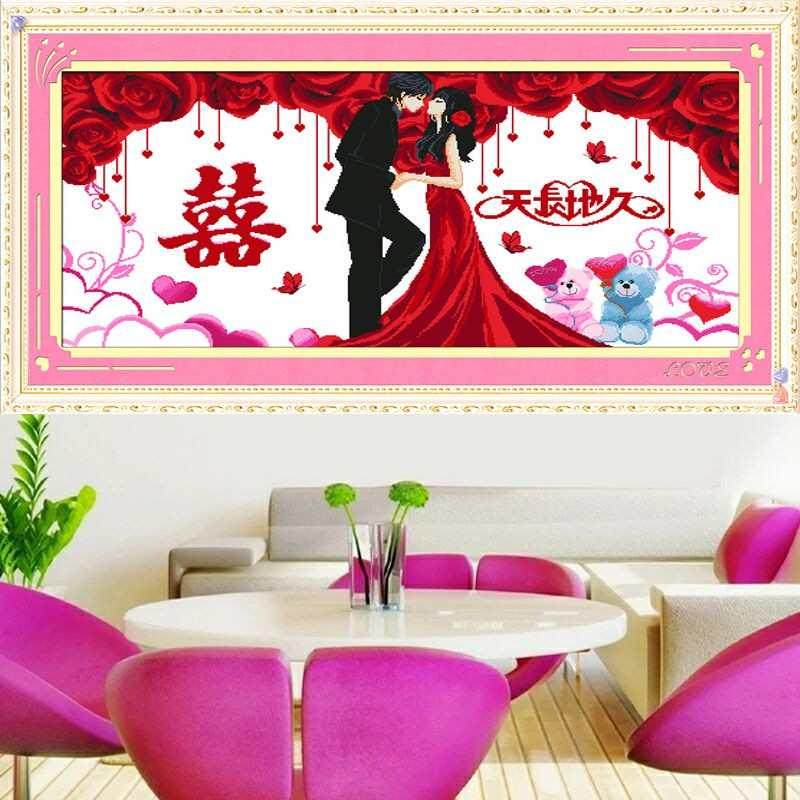 2020新款卧室结婚喜庆天长地久大幅喜字十字绣百年好合幸福约定,居家布艺,十字绣成品,淘宝优惠券,粉丝福利购,淘宝优惠卷