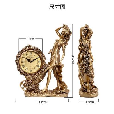 钟表摆件台式座钟家用客厅欧式时钟时尚艺术摆钟轻奢电视柜美女钟