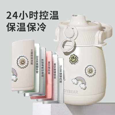 2022新款大肚杯保温杯大容量耐高温大肚杯儿童316不锈钢双饮口