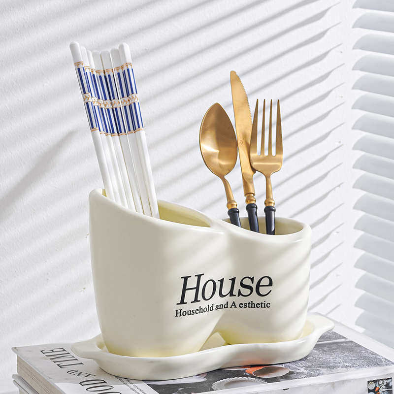 筷子盒筷子筒陶瓷轻奢简约收纳架沥水厨房筷子笼家用快子搂筷子桶,餐饮具,筷子盒,淘宝优惠券,粉丝福利购,淘宝优惠卷