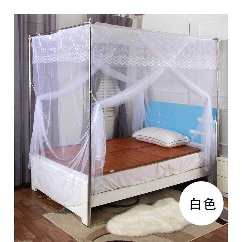 蚊帐家用公主风老式双门宫廷蚊帐防尘布方顶特密落地不绣钢支架