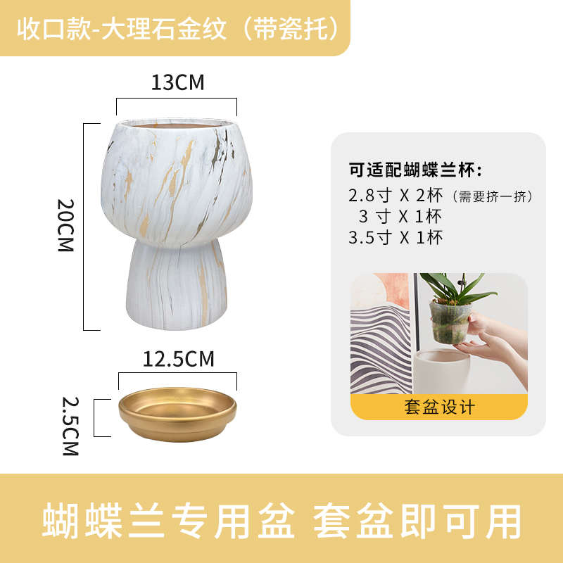 套高脚盆花盆兰花花白色蝴蝶兰网单株陶瓷小花盆高档红高端专用