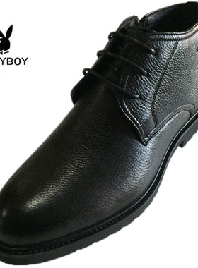 花花公子男鞋正装高帮棉鞋商务正装英伦加绒皮鞋男8515-3111002-1