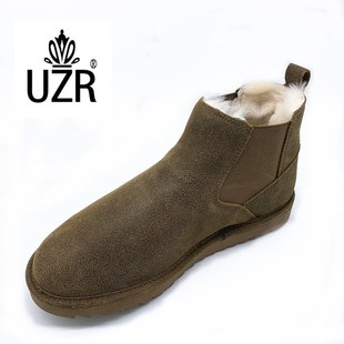 皮毛一体男鞋 加绒加厚短筒防滑保暖棉鞋 短靴子棉靴 冬季 雪地靴男士