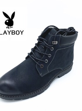 花花公子男鞋2020冬季新款马丁靴男皮毛一体休闲皮棉鞋PA47320645