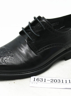 花花公子男鞋英伦真皮男鞋系带商务正装皮鞋1631-203111黑203112