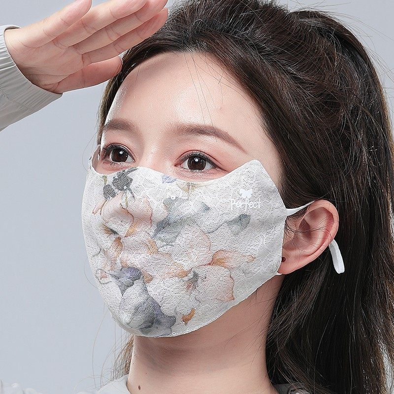 高颜值蕾丝面纱印花点钻亮片口罩女高颜值2025新款轻薄透气护眼角