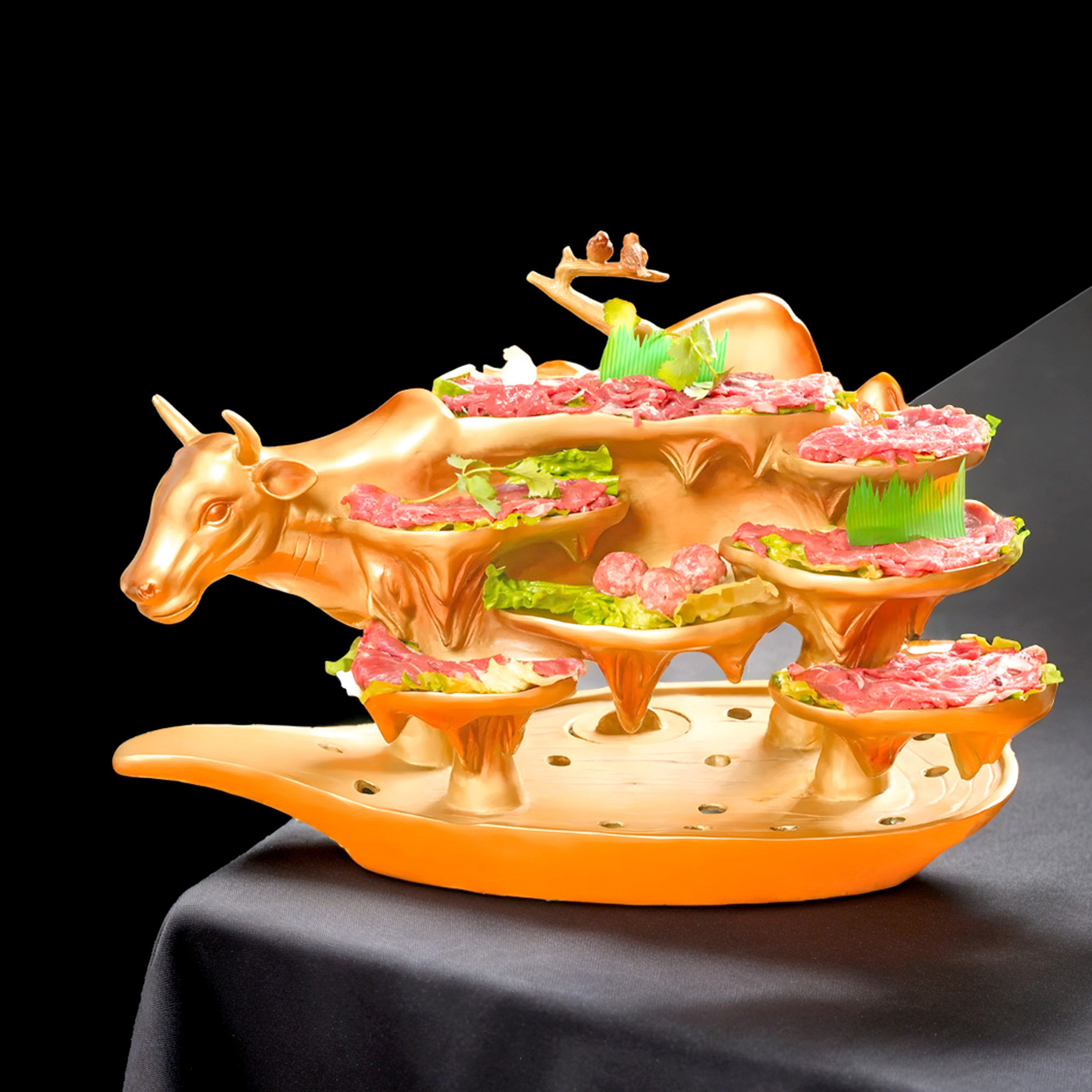 潮汕牛肉火锅烤肉店盘子全牛宴摆盘创意意境商用金牛刺身干冰餐具,餐饮具,盘,淘宝优惠券,粉丝福利购,淘宝优惠卷