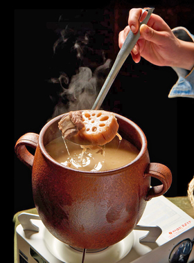 特色中式复古餐具紫砂汤罐农家菜瓦罐装汤煲耐高温可明火创意菜盘