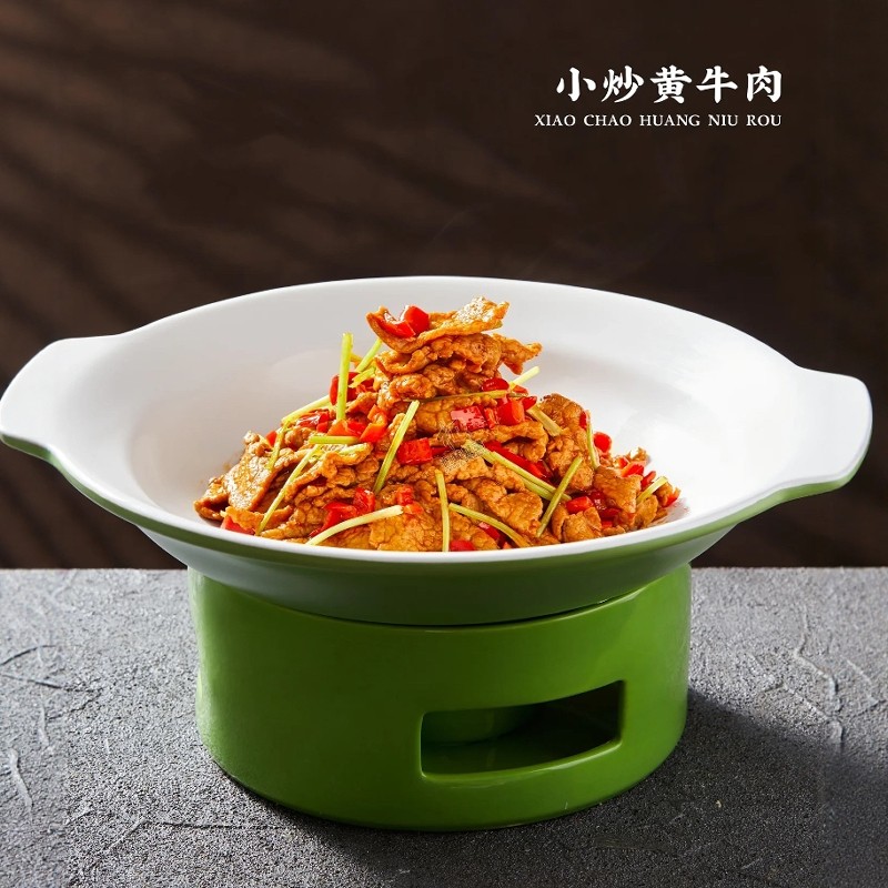 湘菜保温菜盘底座可蜡烛加热明炉商用陶瓷盘子餐厅餐具饭店干锅盘