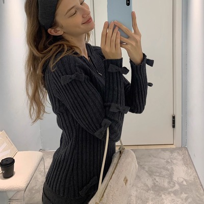 果核宇宙miu系蝴蝶结针织开衫