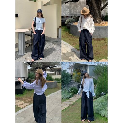 果核宇宙松弛阔腿棉麻休闲裤