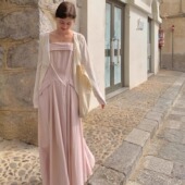 法式 KERNEL COSMOS浪漫费里尼 复古抹胸一字肩吊带收腰连衣裙