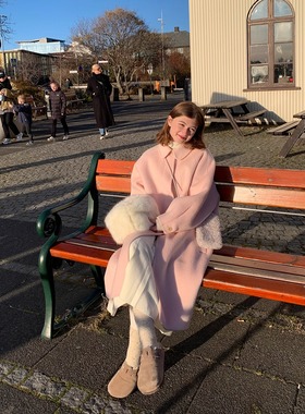 KERNEL COSMOS  桃桃粉雪山 全澳毛简约大廓形手工双面呢大衣