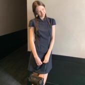 KERNEL 娃娃领复古格子收腰连衣裙 少女感衬衫 COSMOS 雾港贝斯