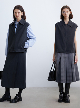 KERNEL COSMOS 学院风翻领背心马甲围裹一片式半裙套装