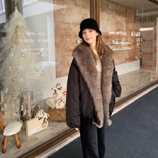 KERNEL COSMOS摩尔曼斯克 冬季毛领门襟牛角扣宽松羽绒服外套