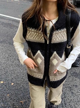 KERNEL COSMOS 库克山南岛  费尔岛全羊毛粗针手工感提花针织马甲