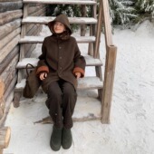 甜桃南瓜派 KERNEL COSMOS 双面穿撞色边手工澳毛双面呢大衣