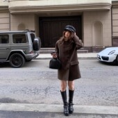 KERNEL 老钱双排扣复古拼皮领羊毛厚外套 经典 COSMOS 魁北克棕柏