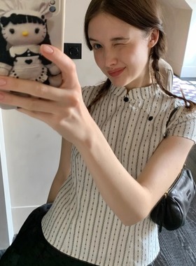 KERNEL COSMOS 北野花雾 新中式斜门襟撞色口提花收腰显瘦上衣