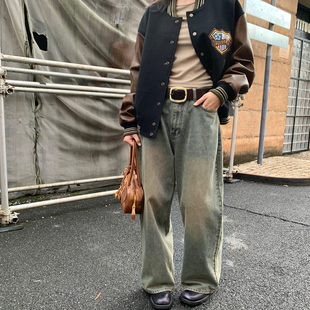 廓形牛仔裤 慵懒秋日百搭洗水做旧脏脏裤 COSMOS西街杂志社 KERNEL