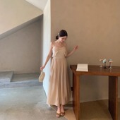 KERNEL 温柔蝴蝶结抽褶带胸垫吊带连衣裙 夏季 COSMOS 梧桐落夏