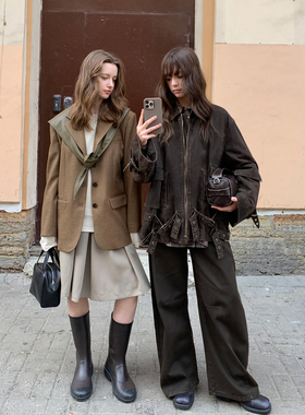 KERNEL COSMOS 曼城故事 复古重工做旧洗褪工艺系带工装夹克外套