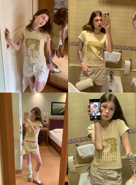 KERNEL COSMOS【春野森会】清爽手绘风萌趣印花圆领短袖T恤