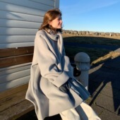 北国情书 KERNEL COSMOS 重工骆驼绒围巾斗篷手工双面呢大衣