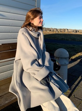 KERNEL COSMOS 北国情书 重工骆驼绒围巾斗篷手工双面呢大衣