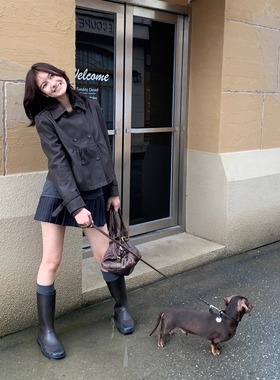 KERNEL COSMOS黑啤巧克力 复古老派电影小众古着设计感PU皮衣外套