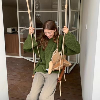 果核宇宙软糯加厚羊驼毛套头毛衣