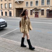 COSMOS 黄昏唱片 重工拼接麂皮绒翻领天丝中长款 KERNEL 工装 外套