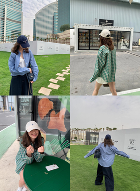 KERNEL COSMOS 薄荷蜜多利 春夏休闲感复古小翻圆领减龄格子衬衫