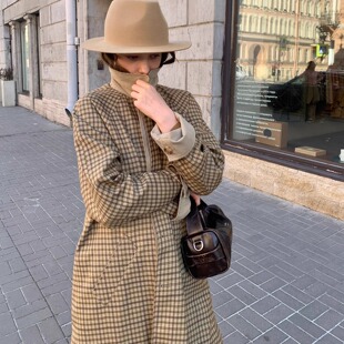 重工两面穿拼接格纹单排扣风衣外套 纽伦港暖秋 KERNEL COSMOS