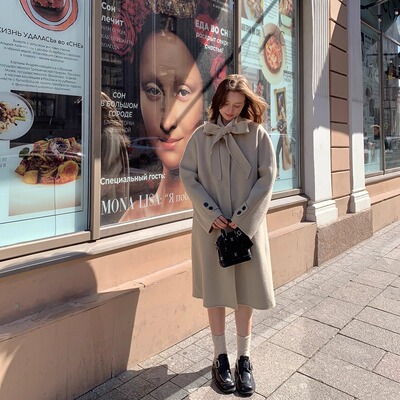 KERNEL COSMOS 巴黎手工坊廓形全澳毛蝴蝶系带手工双面呢大衣