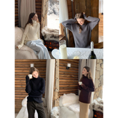 KERNEL 简约慵懒高领纯色坑条羊毛针织衫 COSMOS 绒冬百利甜